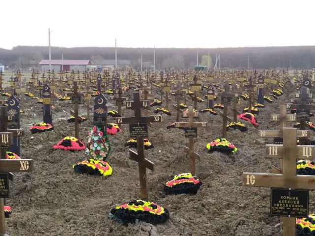 Кладбище ЧВК "Вагнер" в станице Бакинской до реконструкции