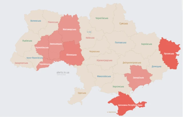 карта воздушной тревоги