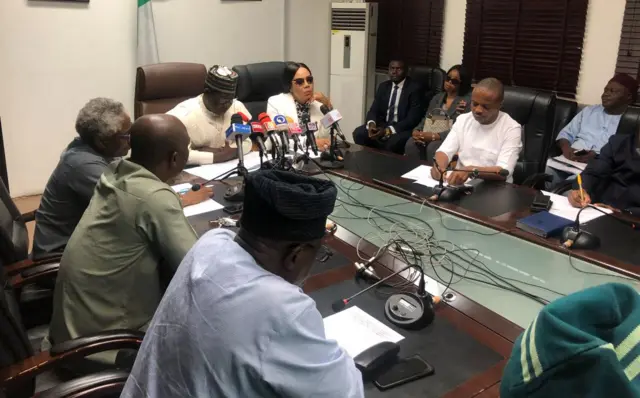 Minista ọrụ bụ Simon Lalong, Minista obere n'ọrụ bụ Nkeiruka Onyeajeocha nakwa ndị isi NLC