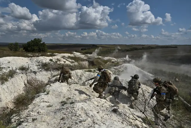 Украинские военные в районе Бахмуьа