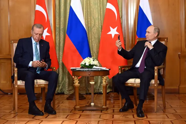 Эрдоган и Путин во время встречи в Сочи