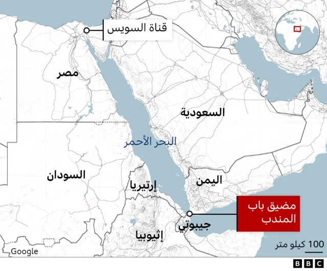 خريطة تبين البحر الأحمر والدول المجاورة له