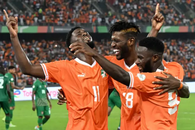 Ivory Coast players celebrate