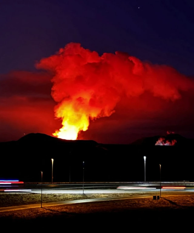 ज्वालामुखी में हुआ विस्फोट