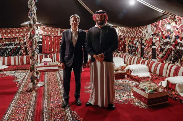 بلينكن التقى ولي العهد السعودي محمد بن سلمان في جولته الأخيرة بالشرق الأوسط