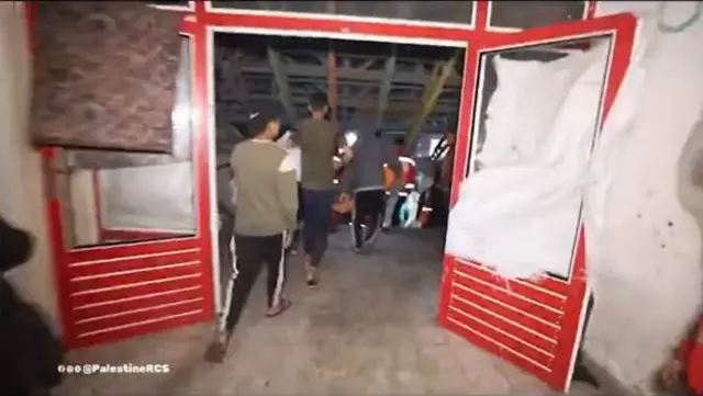 لقطة من الفيديو المنشور لجمعية الهلال الأحمر الفلسطيني