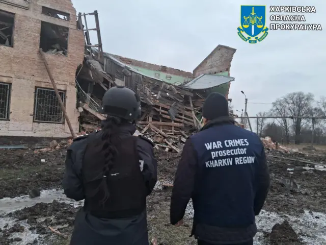 Разрушенное учебное заведение в Харькове