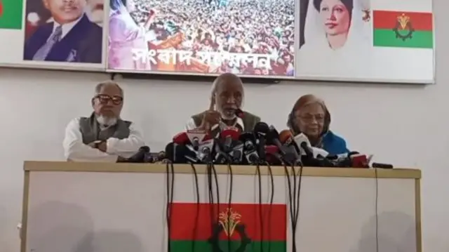 বিএনপি চেয়ারপারসনের গুলশান কার্যালয়ে সংবাদ সম্মেলন আবদুল মঈন খান, সেলিমা রহমান ও নজরুল ইসলাম খান