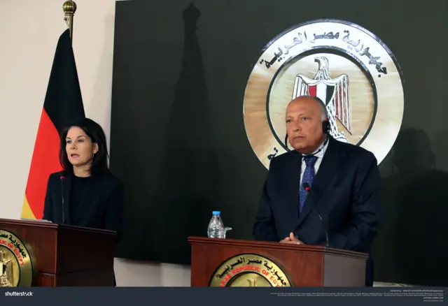 وزيرا الخارجية المصري والألمانية خلال مؤتمر صحفي مشترك