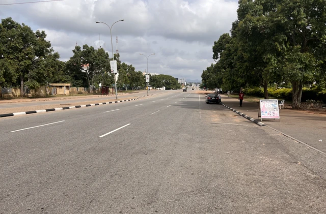 Empty roads for di Central Business District of Abuja on Independence Day