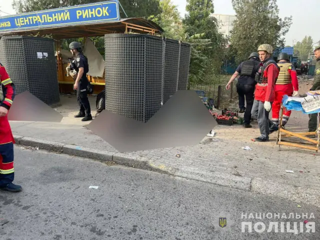 Рынок в Херсоне  после обстрела 1 октября