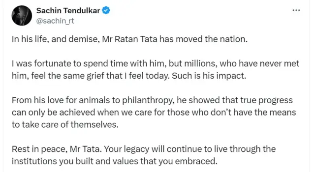 सचिन तेंदुलकर का ट्वीट