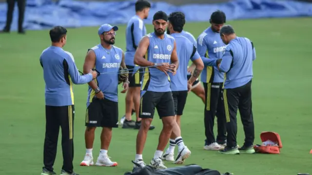 अभ्यास के दौरान भारतीय खिलाड़ी
