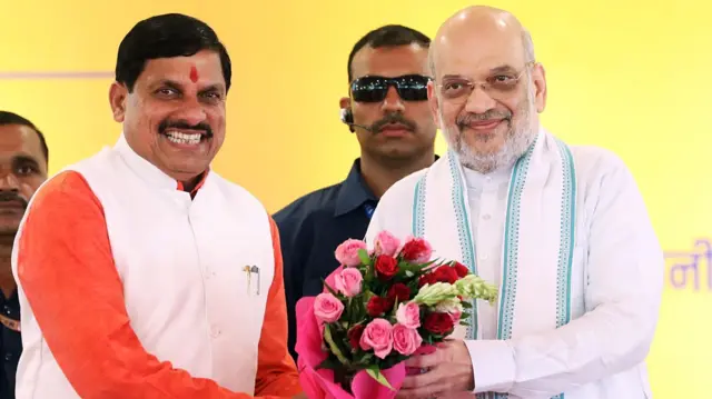 गृह मंत्री अमित शाह और मध्यप्रदेश के मुख्यमंत्री मोहन यादव