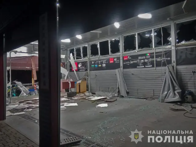 Повреждения после удара по Запорожью