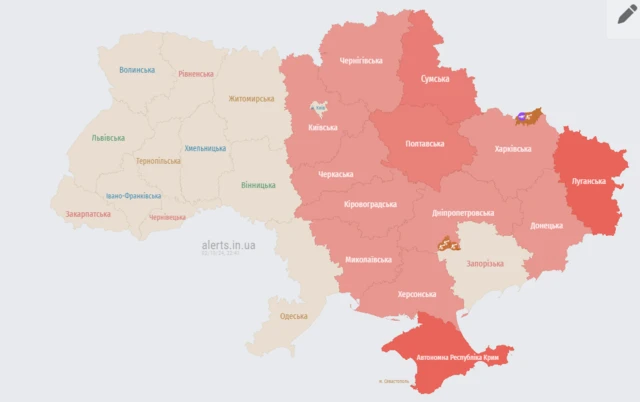 карта воздушной тревоги