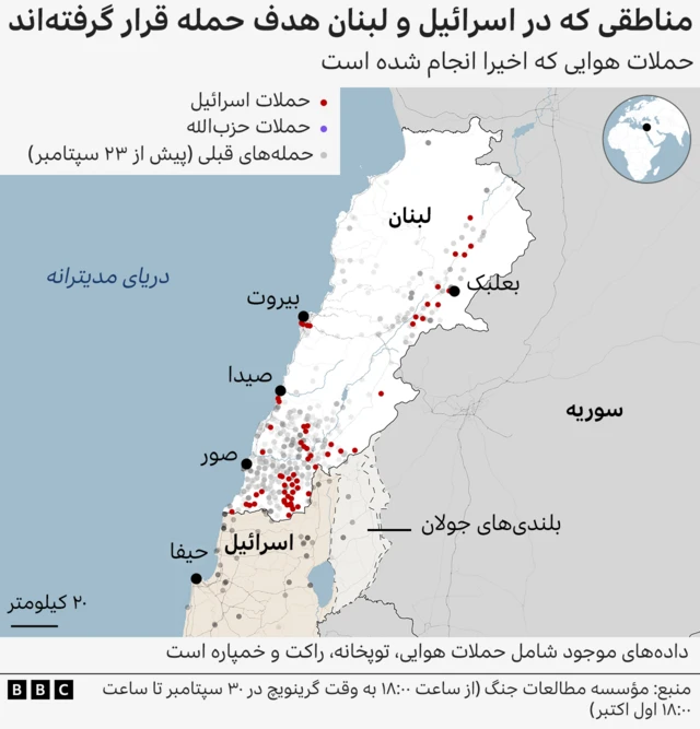 نقشه لبنان و اسرائیل
