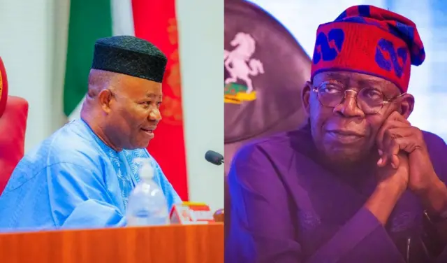 Onyeisiala Bola Tinubu na Onyeisi ụlọomeiwu Sineti Godswill Akpabio