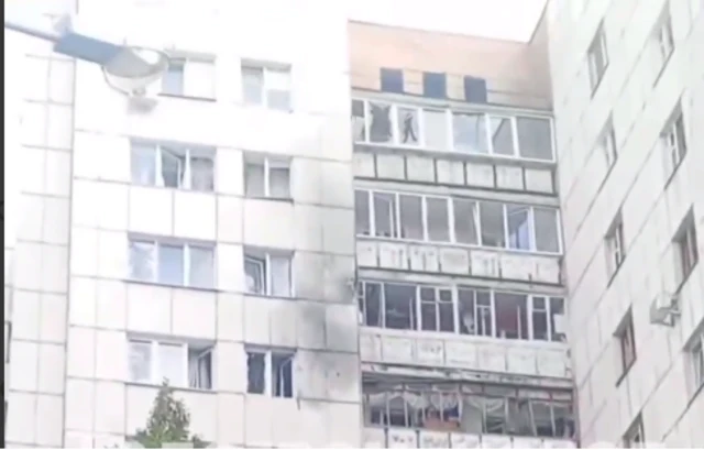 попадание дрона в дом в Белгороде