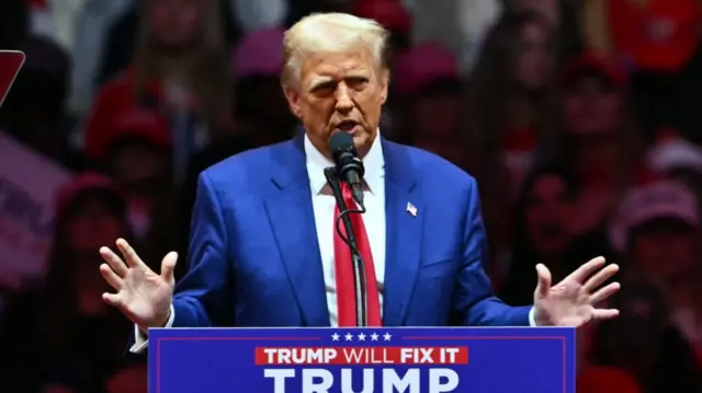 चुनावी रैली के दौरान भाषण देते डोनाल्ड ट्रंप