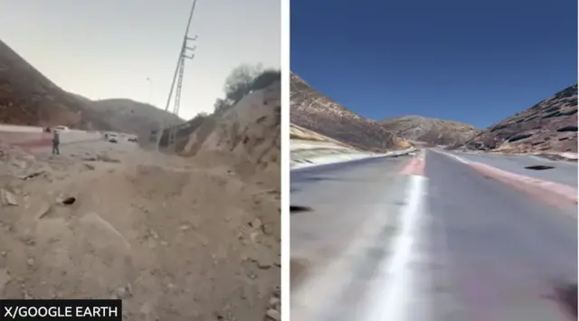 تیم راستی‌آزمایی بی‌بی‌سی با مقایسه ویدیویی از همین نقطه در این جاده در سال ۲۰۲۲ میلادی، درست بودن این ویدیو را تایید کرده است