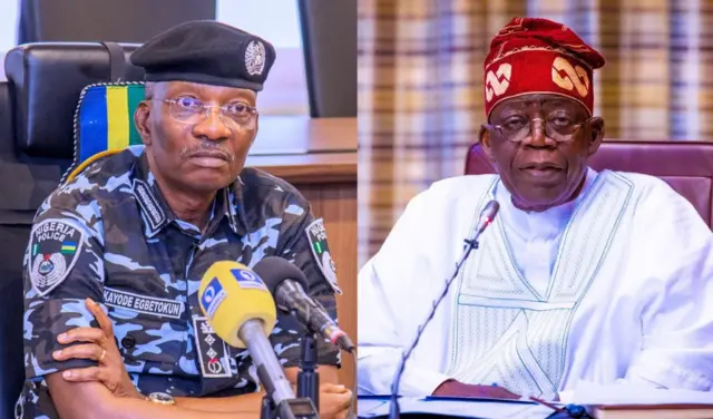 Onyeisiala Bola Tinubu na onyeisi ndị uweojii Naịjirịa Kayode Egbetokun
