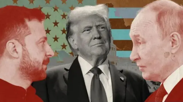 Коллаж - Зеленский, Трамп, Путин