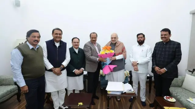देवेंद्र फडणवीस, एकनाथ शिंदे और अजित पवार की अमित शाह से मुलाकात