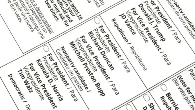 US Ballot paper