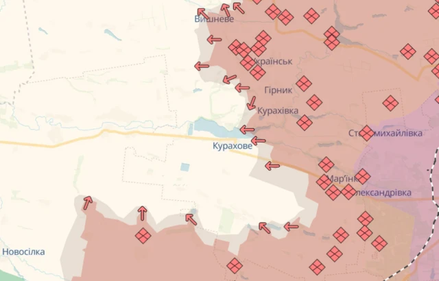 карта фронта возле Курахова