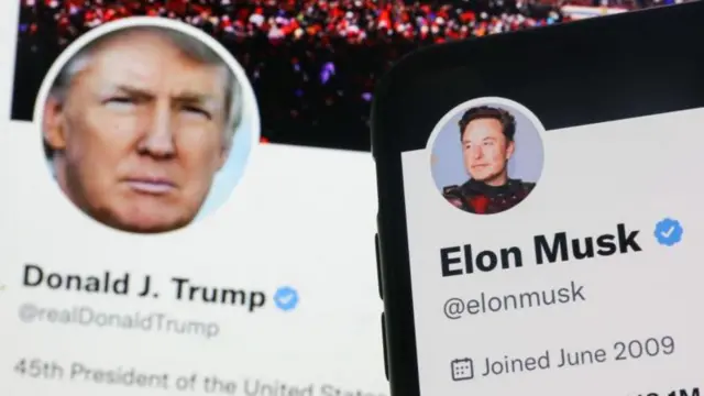 Montagem dos perfis com os perfisbaixar pix bet apkDonald Trump e Elon Musk no X