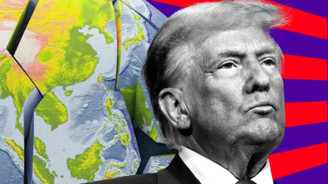 Montagem com foto de Donald Trump