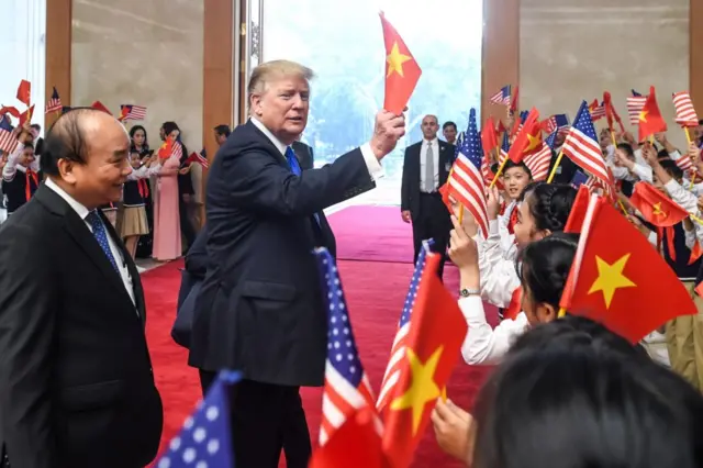 Ông Trump ở Văn phòng Chính phủ ở Hà Nội, ảnh chụp ngày 27/2/2019