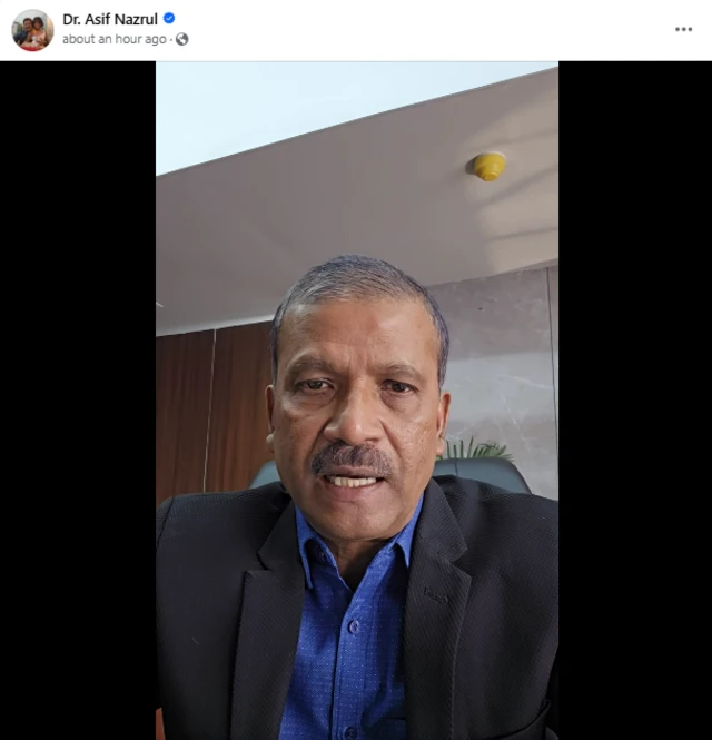 নিজের ভেরিফায়েড অফিশিয়াল ফেসবুক পোস্টে এক ভিডিও বার্তায় ধ্যাপক ড. আসিফ নজরুল এ ঘোষণা দেন