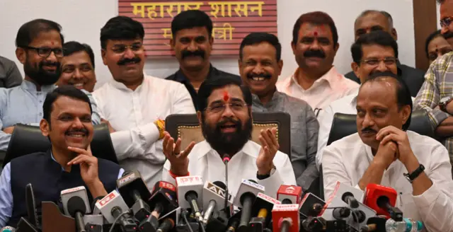 देवेंद्र फडणवीस, एकनाथ शिंदे और अजित पवार