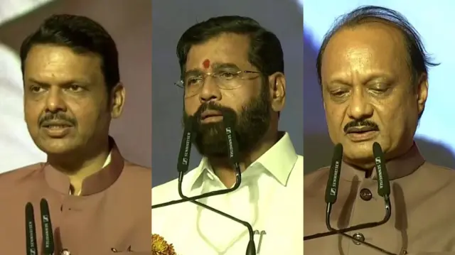 देवेंद्र फडणवीस, एकनाथ शिंदे और अजित पवार