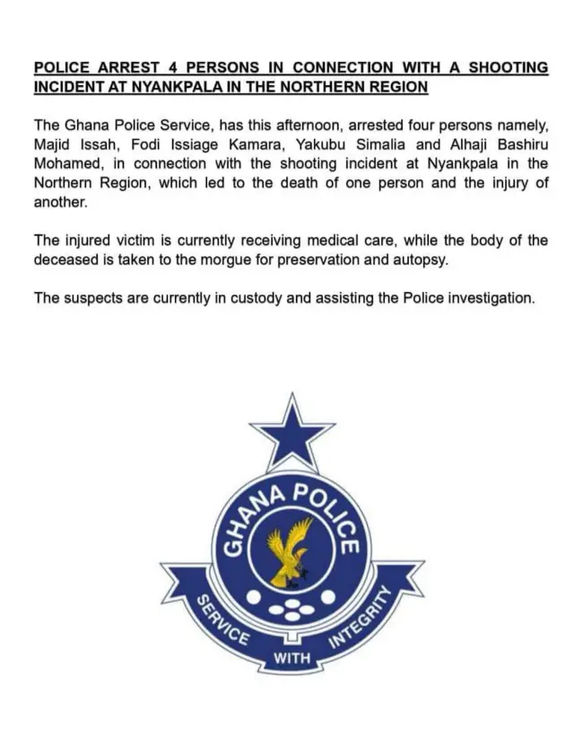 Ghana police confam arrest of four suspects for northern region