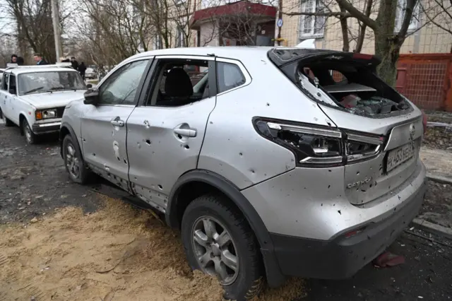 Повреждённые машины в Белгороде