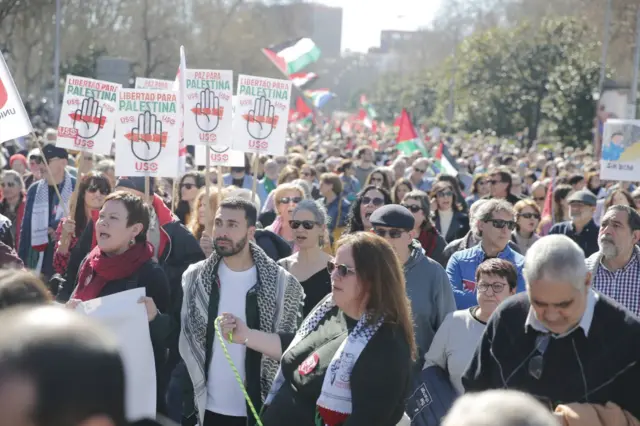 تظاهرات داعمة للفلسطينيين في إسبانيا.