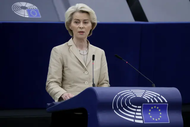 Урсула фон дер Ляйен во время выступления в Европарламенте