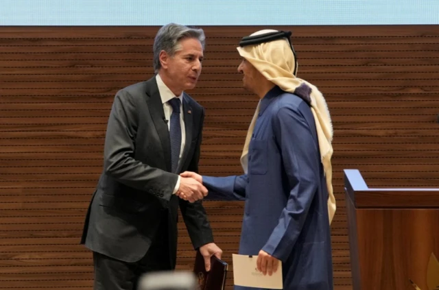 بلينكن ووزير الخارجية القطري