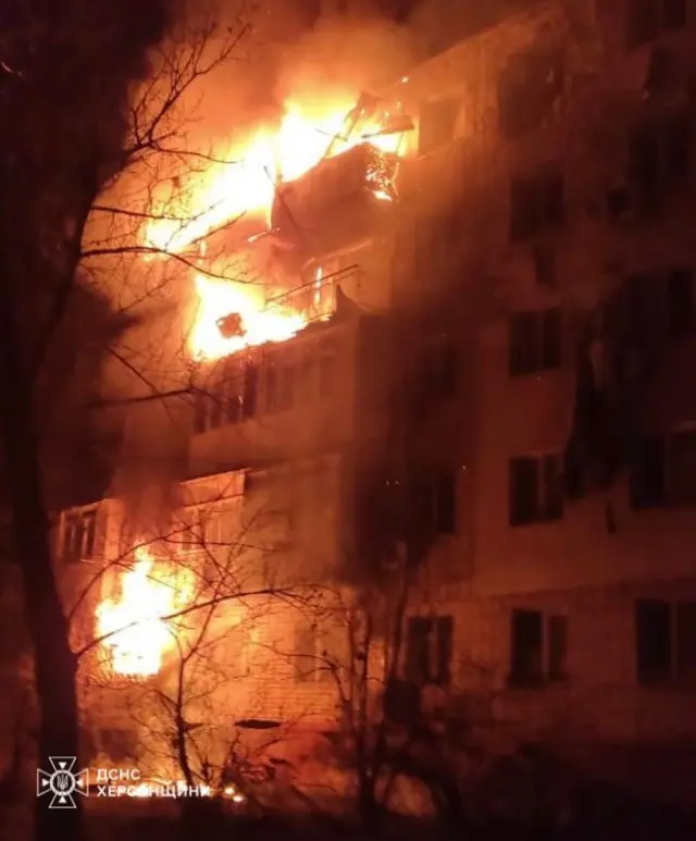 Пожар в жилом доме в Херсоне