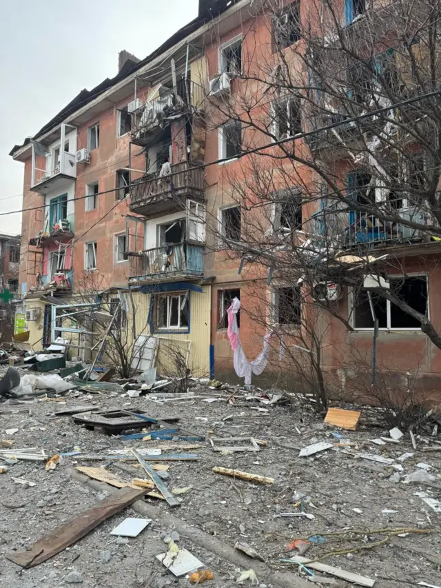 Последствия российского обстрела города Курахово
