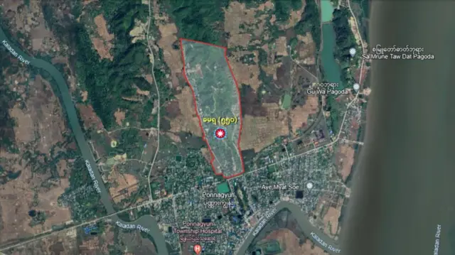 စစ်ကောင်စီတပ်ရဲ့ ခြေမြန်တပ်ရင်း (ခမရ-၅၅၀) ကိုပြထားတဲ့ မြေပုံ