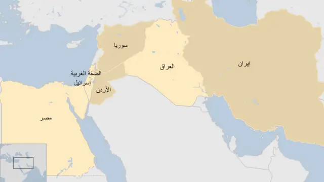 خريطة من إيران إلى إسرائيل