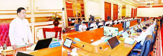 ဧပြီ ၂၂ရက်မှာ ပြုလုပ်ခဲ့တဲ့ စစ်ကောင်စီ ပြည်ထောင်စုအစိုးရအဖွဲ့အစည်းအဝေး