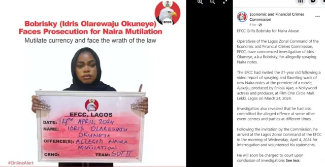 Lee ozi EFCC bipụtara maka ebubo ha booro Bobrisky
