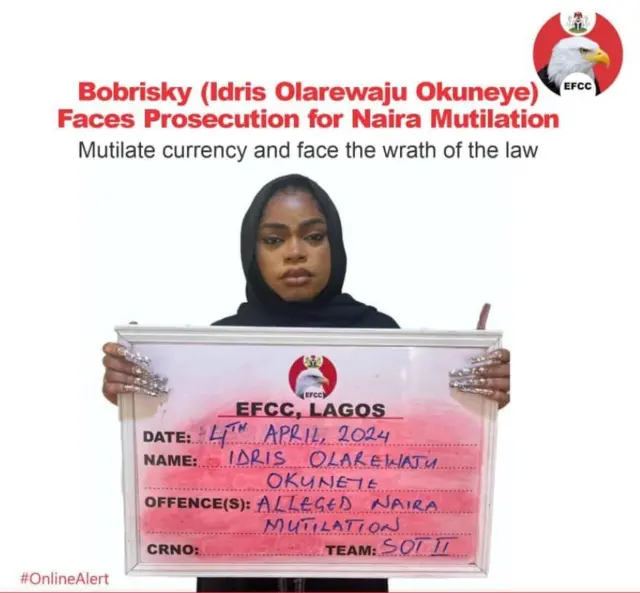 Ndị EFCC nwuchiri Bobrisky maka ebubo ifesa ego