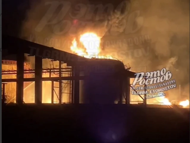 пожар в Азове после удара дронов