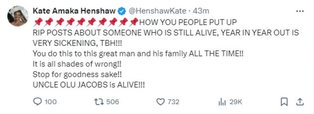 Ozi Kate Henshaw depụtara n'ọbaozi ya